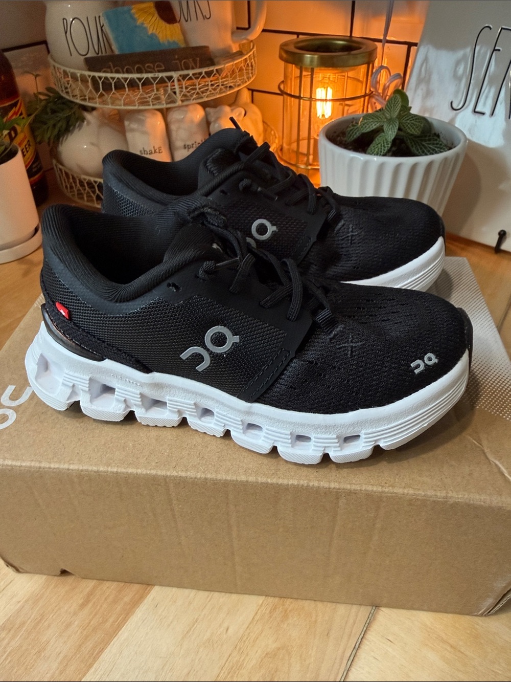 On Running Kids Black & White Cloud-Style Sneakers